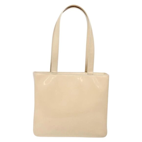 CHANEL Tote Bag Enamel Beige Gold CC Auth bs27673 - Picture 3 of 15
